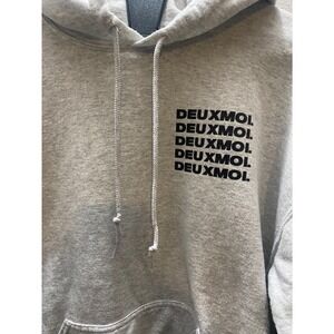 DEUXMOI Grey Graphic Print Hoodie Sweatshirt Men's Size L